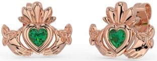 Smaragd Rose Gold keltisch Claddagh Dreieinigkeit Knoten Zucht Ohrringe