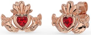 Ruby Rose Gold Celtic Claddagh Trinity Knot Stud Earrings