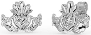 Diamante Argento celtico Claddagh Trinità Nodo Perno Orecchini