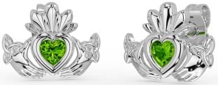 Peridot Silber keltisch Claddagh Dreieinigkeit Knoten Zucht Ohrringe