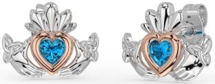 Topaz Rose Gold Nod Celtic Claddagh Trinity de argint Cercei Stud