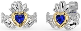 Saphir Gold Silber keltisch Claddagh Dreieinigkeit Knoten Zucht Ohrringe