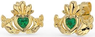 Smaragd Gold keltisch Claddagh Dreieinigkeit Knoten Zucht Ohrringe