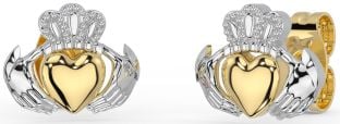 Or Argent Claddagh Goujon Des boucles d'oreilles