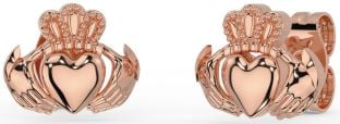 Rose Gold Silver Claddagh Stud Earrings