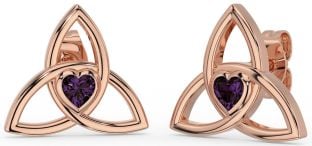 Alexandrite Rose Gold Silver Celtic Trinity Knot Stud Earrings