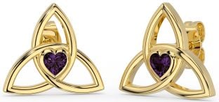 Alexandrite Gold Silver Celtic Trinity Knot Stud Earrings