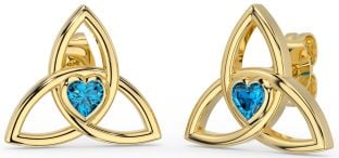 Topaz Gold Silver Celtic Trinity Knot Stud Earrings