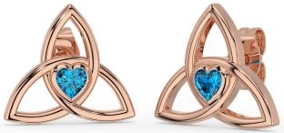 Topaz Rose Gold Celtic Trinity Knot Stud Earrings