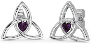 Alexandrite Silver Celtic Trinity Knot Stud Earrings