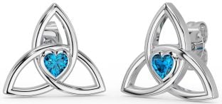 Topaz Silver Celtic Trinity Knot Stud Earrings