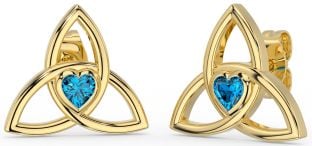 Topaz Gold Celtic Trinity Knot Stud Earrings