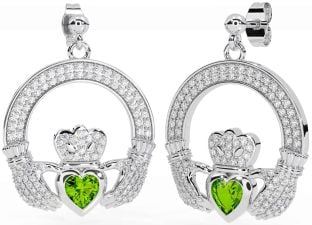 Diamant Peridot Silver Claddagh Dingla Örhängen