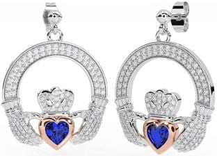 Diamante Zafiro Rosa Oro Plata Claddagh Colgar Pendientes