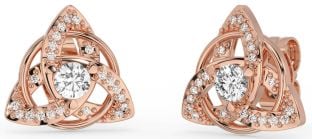 Diamant Rose Gold Silber keltisch Dreieinigkeit Knoten Zucht Ohrringe