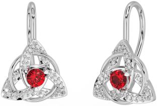 Diamant Rubis Argent celtique Trinité Noeud Goujon Des boucles d'oreilles