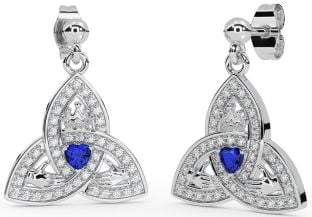 Diamante Zafiro Plata Claddagh Trinidad Nudo Colgar Pendientes