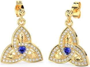 Diamante Zafiro Oro Claddagh Trinidad Nudo Colgar Pendientes