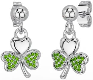 Peridoto Plata Trébol Colgar Pendientes