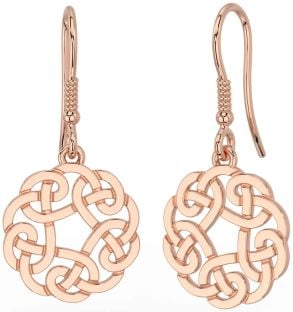 Rose Gold Silver Celtic Dangle Earrings