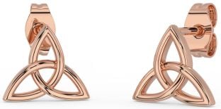 Rose Gold Silver Celtic Trinity Knot Stud Earrings