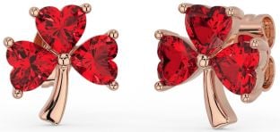 Ruby Rose Gold Silver Shamrock Stud Earrings