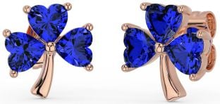 Sapphire Rose Gold Silver Shamrock Stud Earrings