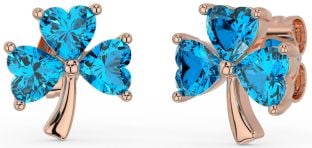 Topaz Rose Gold Silver Shamrock Stud Earrings