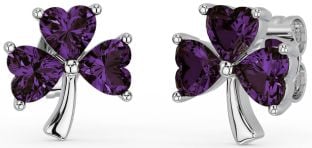 Alexandrite Silver Shamrock Stud Earrings