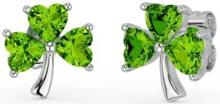 Peridot Silver Shamrock Stud Earrings