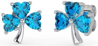 Topaz Silver Shamrock Stud Earrings