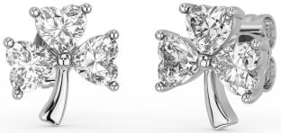 Diamant Blanc Or Trèfle Goujon Des boucles d'oreilles