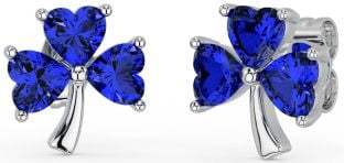 Sapphire White Gold Shamrock Stud Earrings