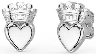 White Gold Claddagh Stud Earrings