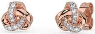 Diamond Rose Gold Silver Celtic Stud Earrings