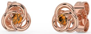 Citrine Rose Gold Silver Celtic Stud Earrings