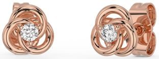 Diamond Rose Gold Silver Celtic Stud Earrings