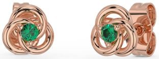 Emerald Rose Gold Silver Celtic Stud Earrings