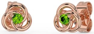 Peridot Rose Gold Silver Celtic Stud Earrings