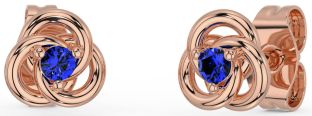 Sapphire Rose Gold Silver Celtic Stud Earrings