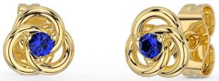 Sapphire Gold Silver Celtic Stud Earrings