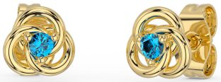 Topaz Gold Silver Celtic Stud Earrings