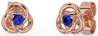 Sapphire Rose Gold Celtic Stud Earrings