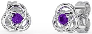 Amethyst Silver Celtic Stud Earrings