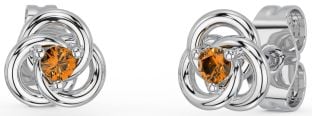 Citrine Silver Celtic Stud Earrings