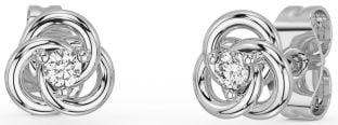 Diamond Silver Celtic Stud Earrings