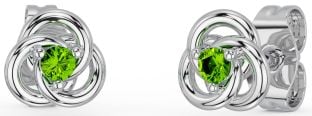 Peridot Silver Celtic Stud Earrings