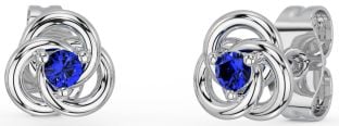 Sapphire Silver Celtic Stud Earrings