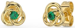 Emerald Gold Celtic Stud Earrings