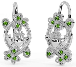 Diamant Silver Claddagh Vitklöver Dingla Örhängen